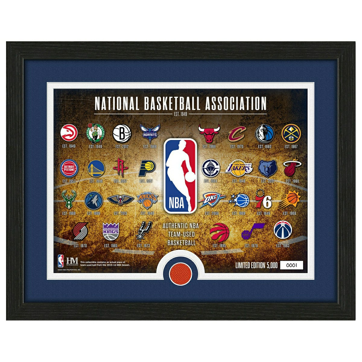 Highland Mint NBA Logos & Team-Used Basketball Frame Classic