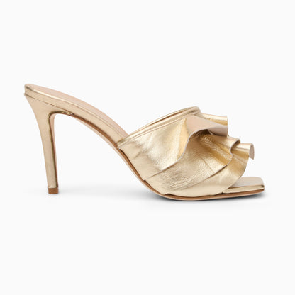 Beatrice Ruffle Italian Leather Heel