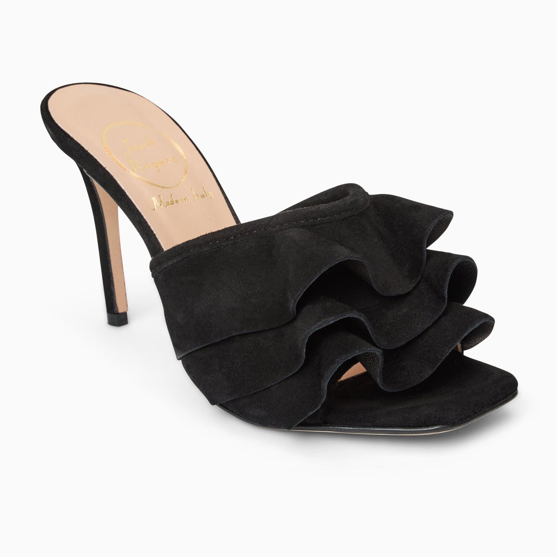 Beatrice Ruffle Italian Suede Heel