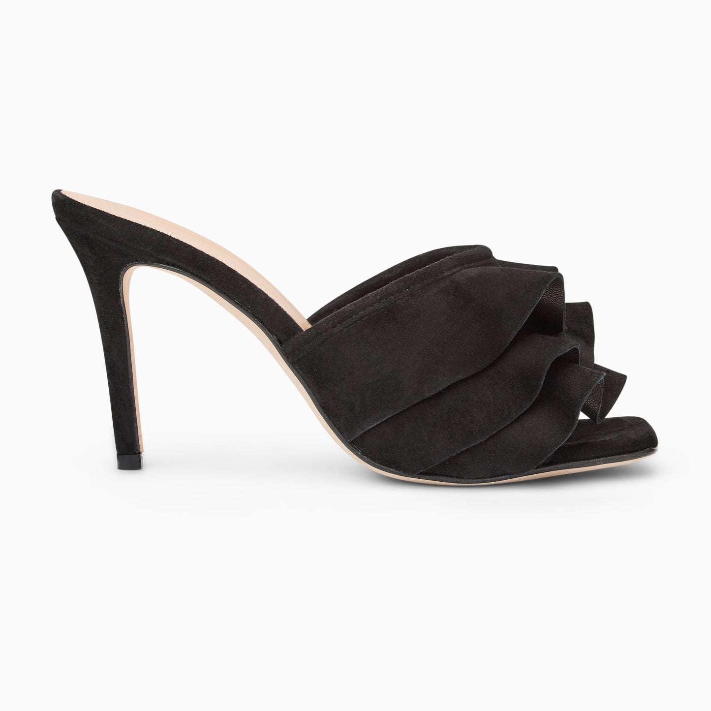 Beatrice Ruffle Italian Suede Heel