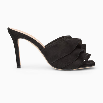 Beatrice Ruffle Italian Suede Heel