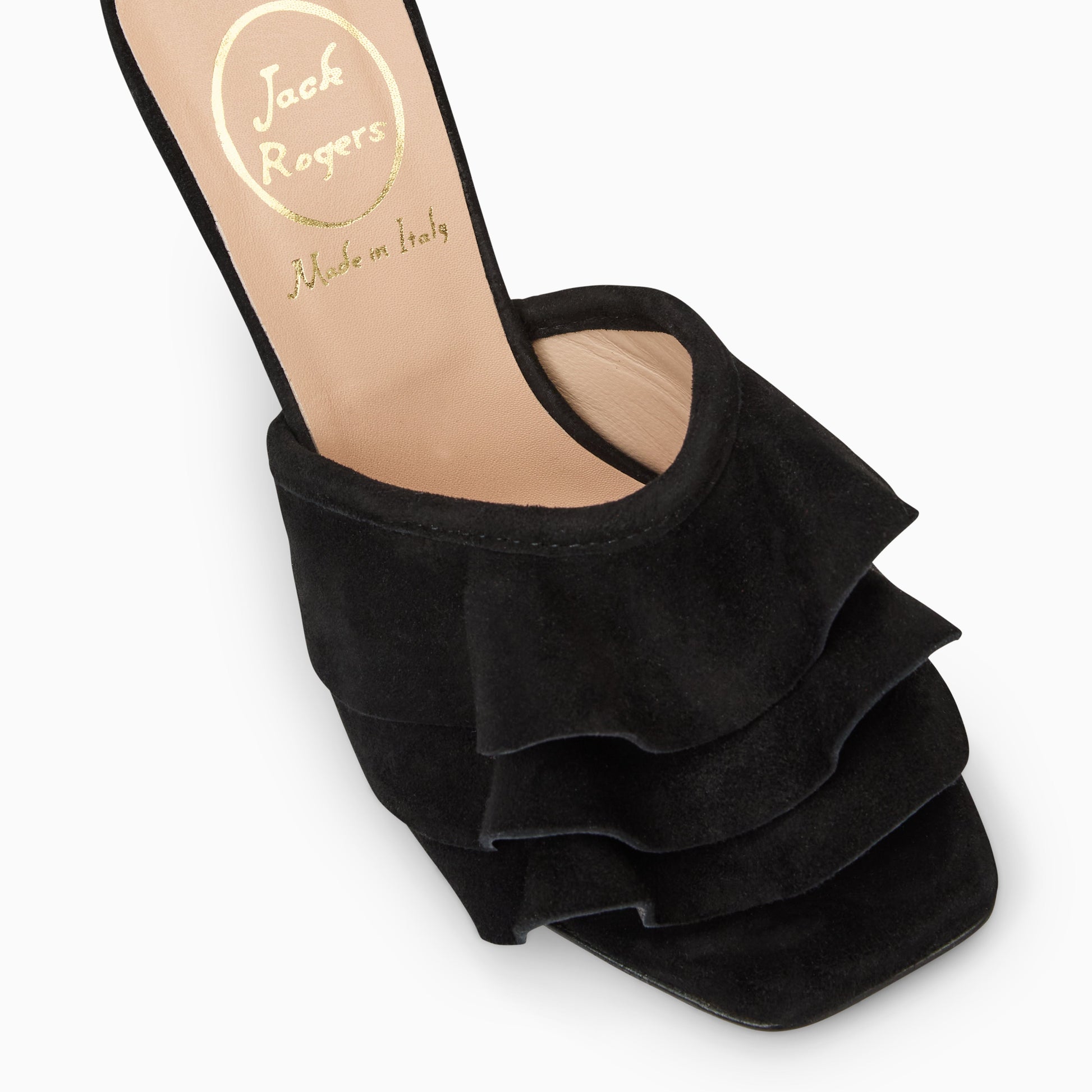 Beatrice Ruffle Italian Suede Heel