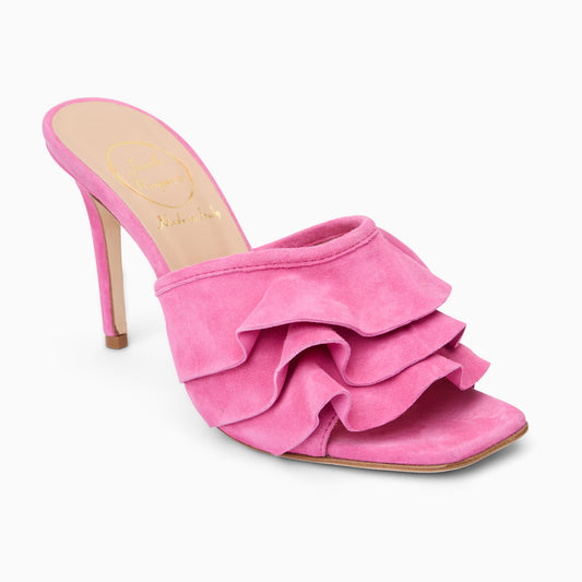 Beatrice Ruffle Italian Suede Heel