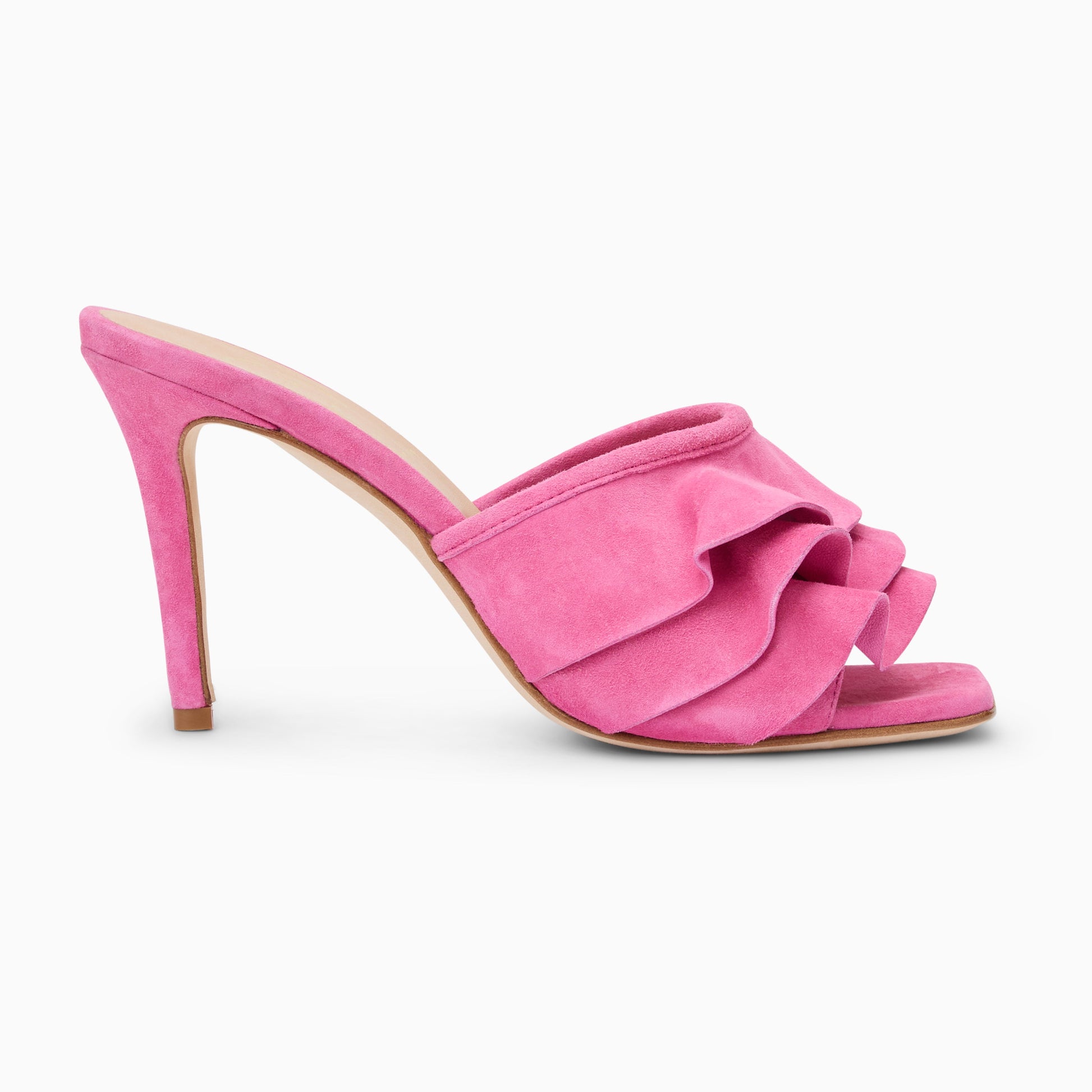 Beatrice Ruffle Italian Suede Heel