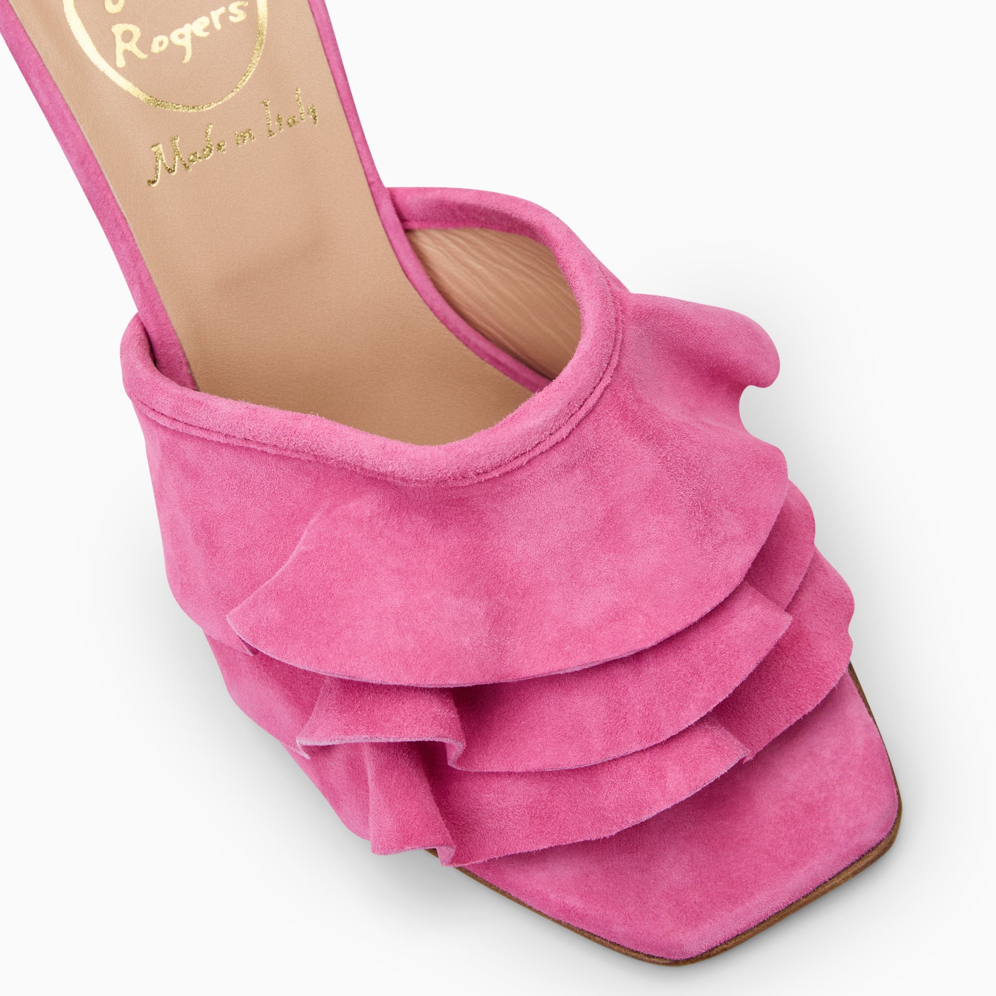 Beatrice Ruffle Italian Suede Heel